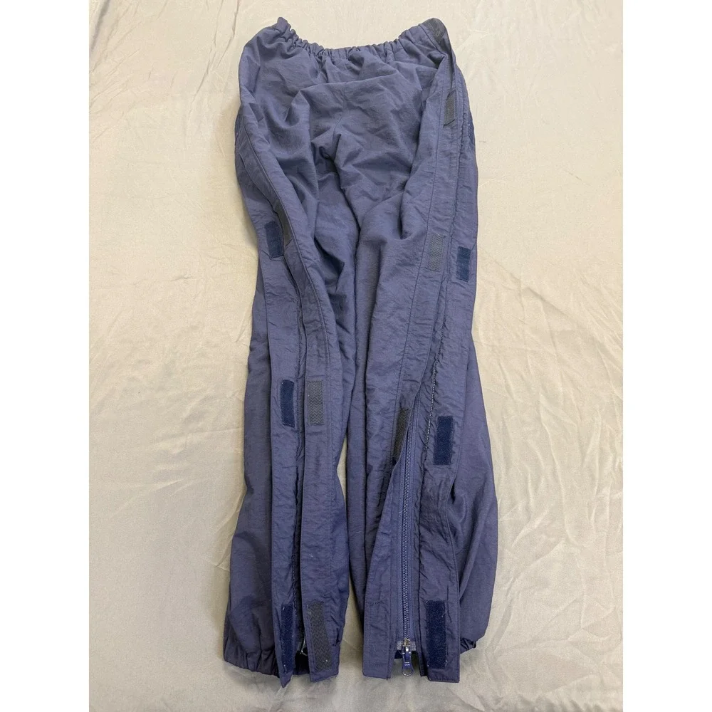 Adidas Mens Vintage Windbreaker Track Pants Navy Blue Full Side‎ Zip Trefoil L